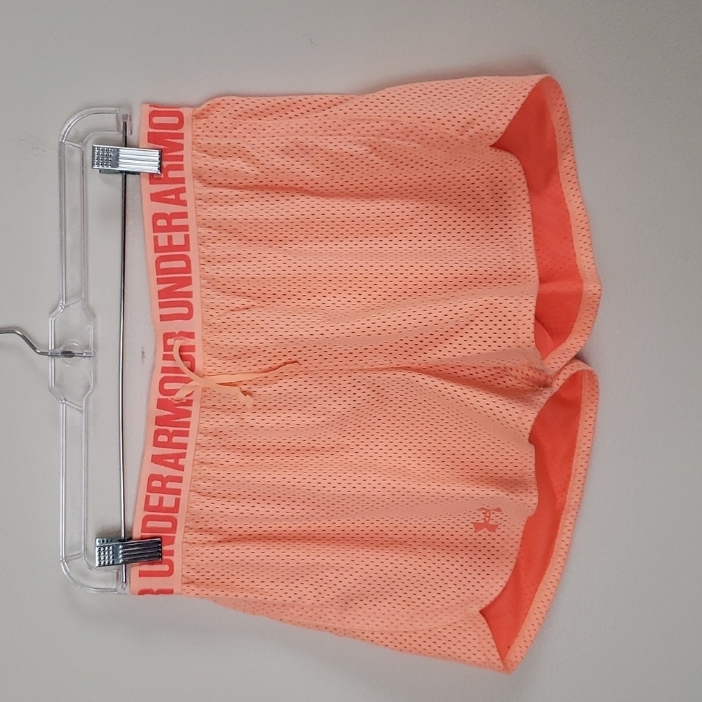 Under armour sherbet orange athletic workout shorts, women's size small.